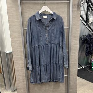 Denim Blue Tiered Shirt Dress